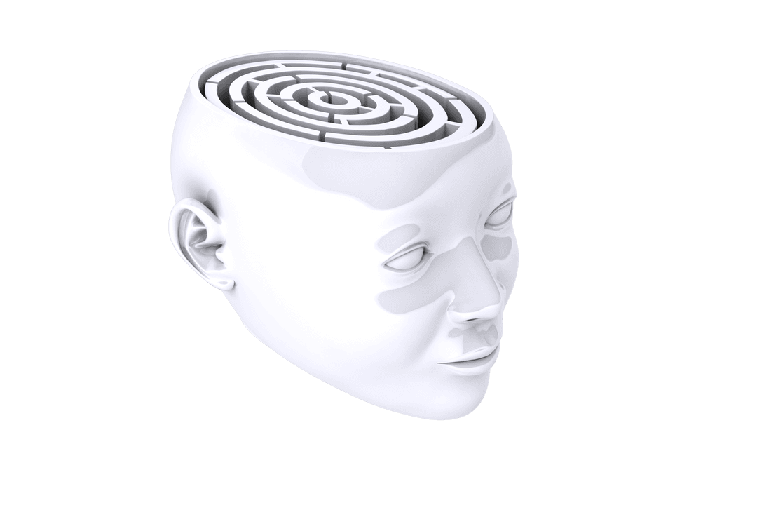 Abstract Face with Maze on Transparent Background