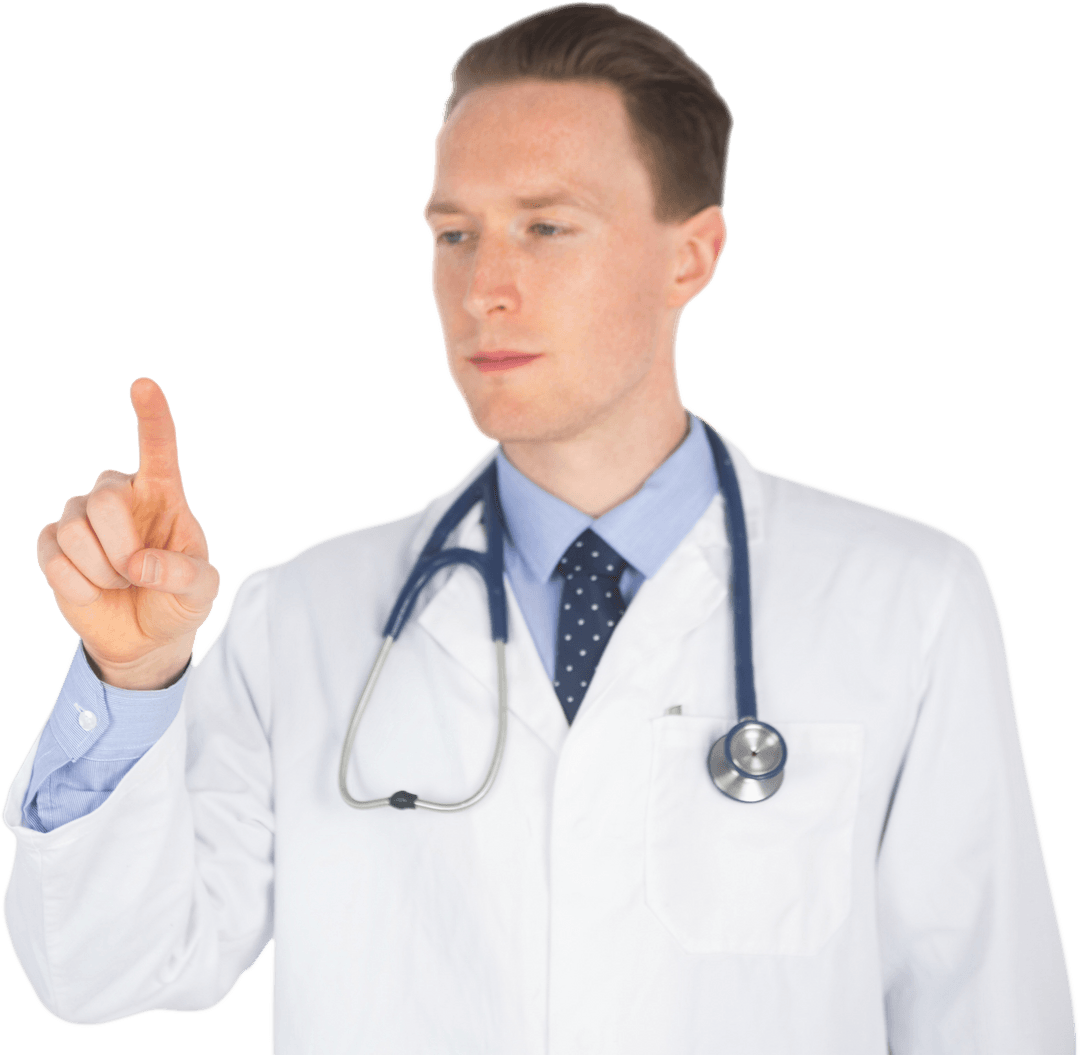 Male Doctor Interacting Transparency in Modern Technology