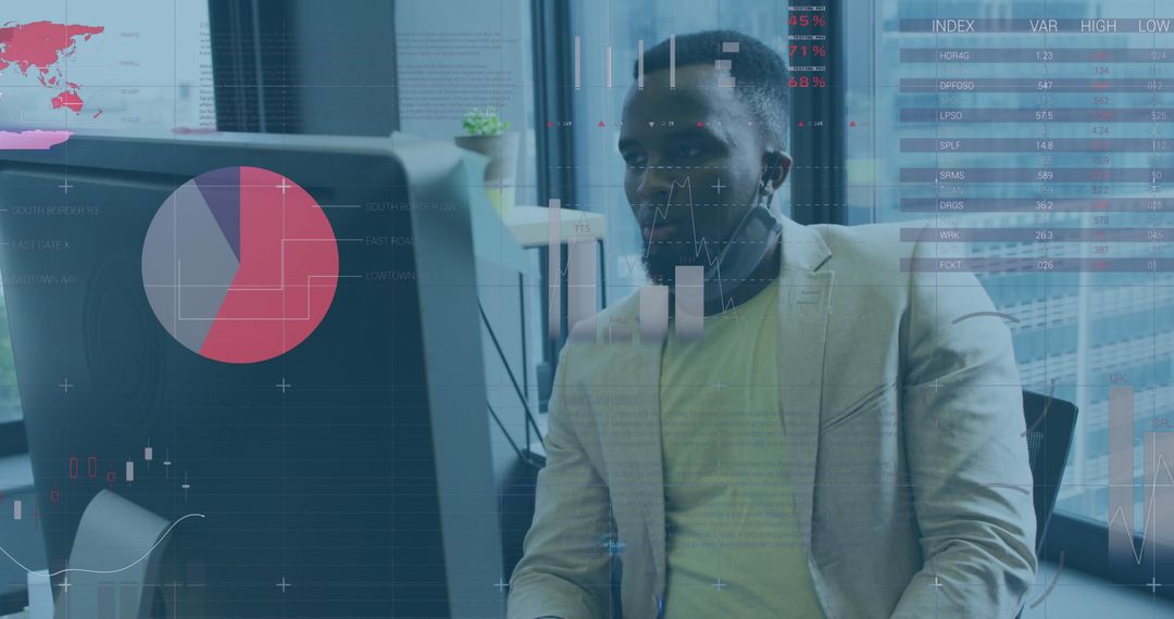 Businessman Analyzing Financial Data with Modern Interface