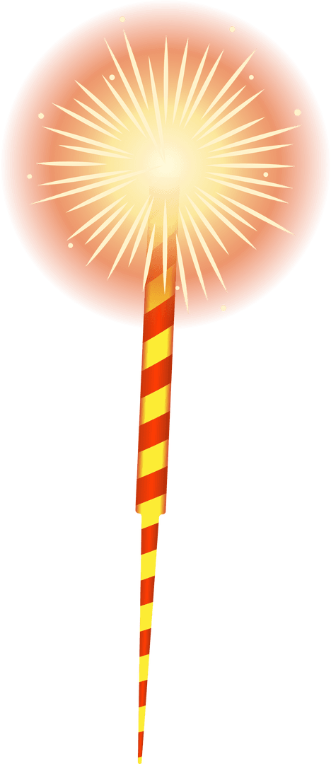 Vibrant Handheld Sparkler with Radiating Spark Lines on Transparent Background