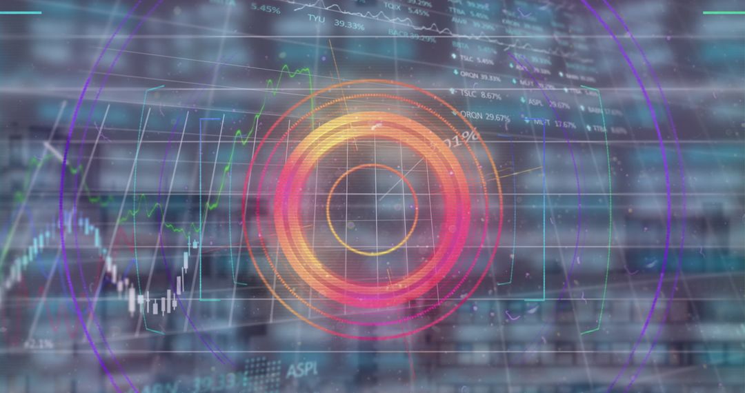 Futuristic Digital Interface and Data Visualization in Urban Environment