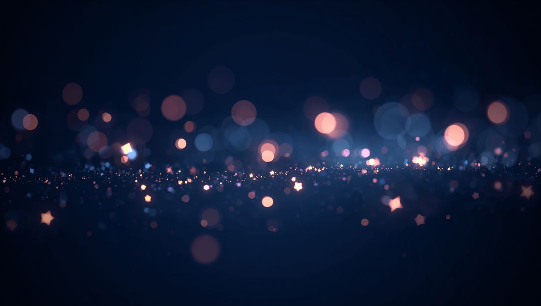 Midnight Sparkle Bokeh Band with Soft Star Glints and Cosmic Blue-Peach Glow, Dreamy