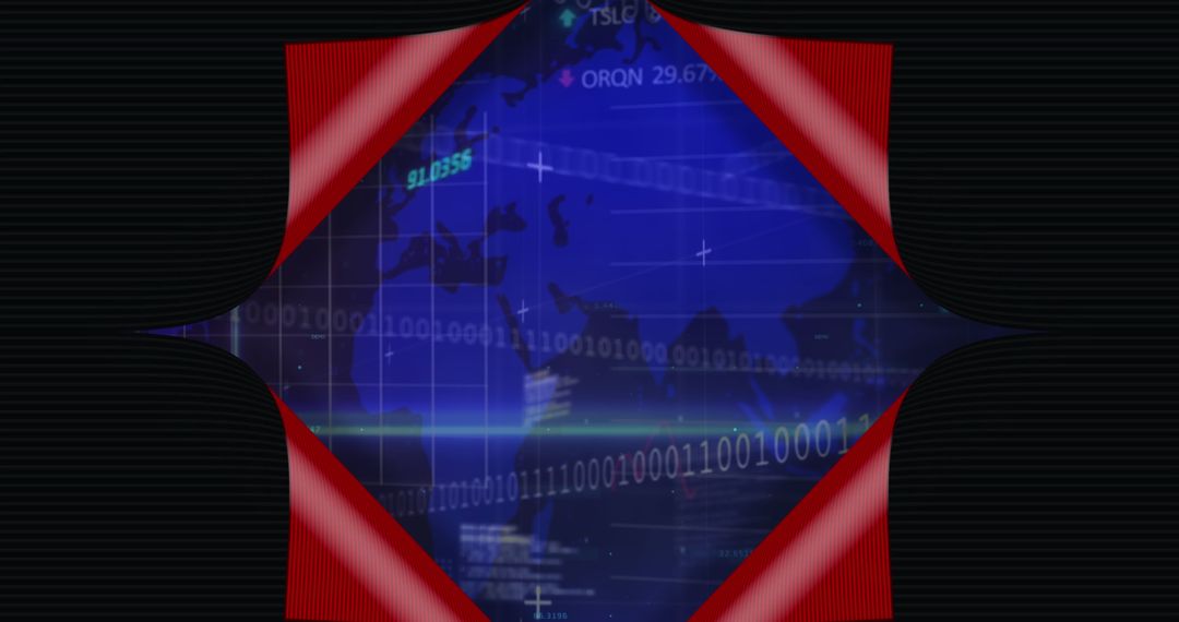 Abstract Paper Reveal Over Map and Digital Codes Background