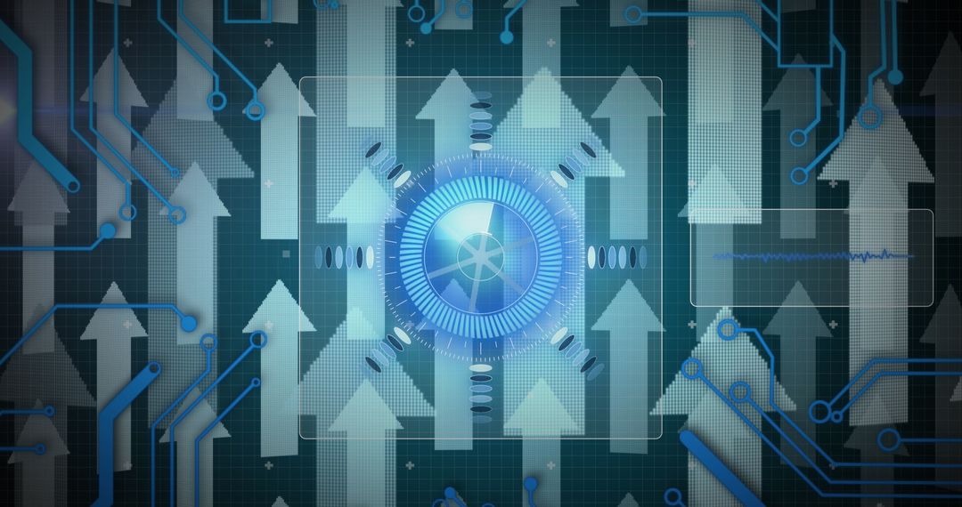 Digital Security Interface with Arrows and Circuit Elements