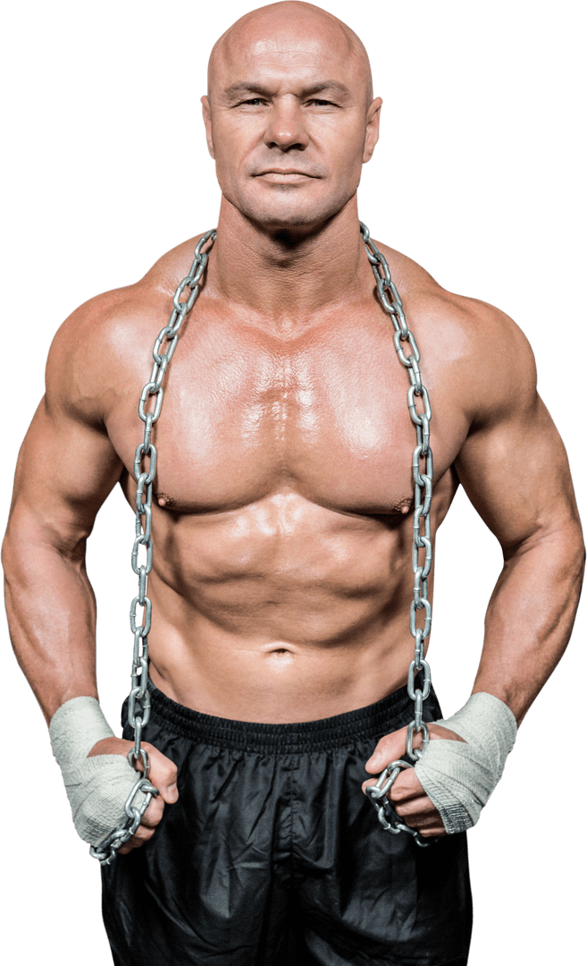 Muscular Fighter Holding Chain Transparent Image