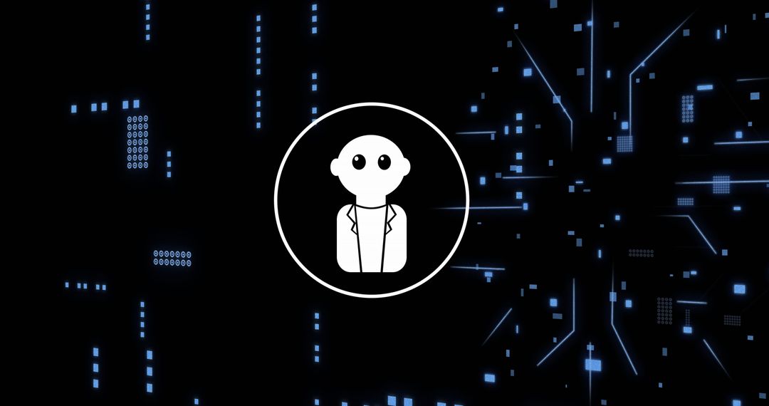 AI Chatbot Icon Amid Digital Data Network