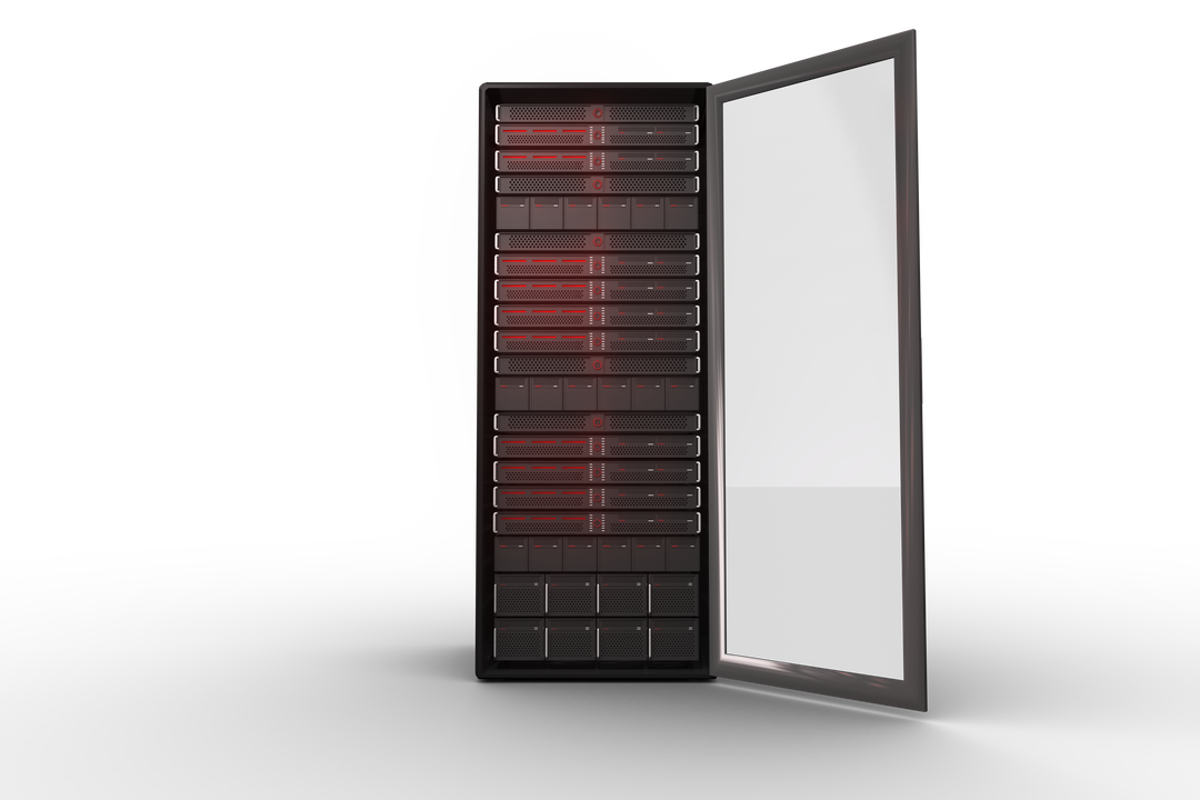 Digital Illustration of Open Server Cabinet on Transparent Background - Download Free Stock Images Pikwizard.com