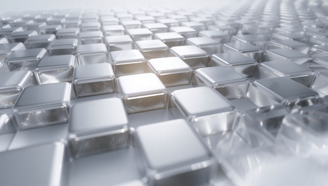 Shiny Metallic Cube Grid in Futuristic Abstract Design