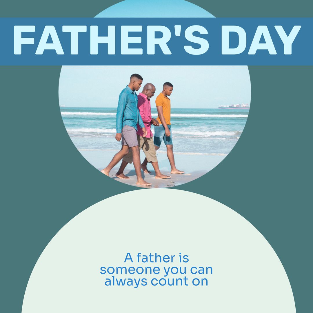 Father's Day Celebration at Beach with Multigenerational Family Walking