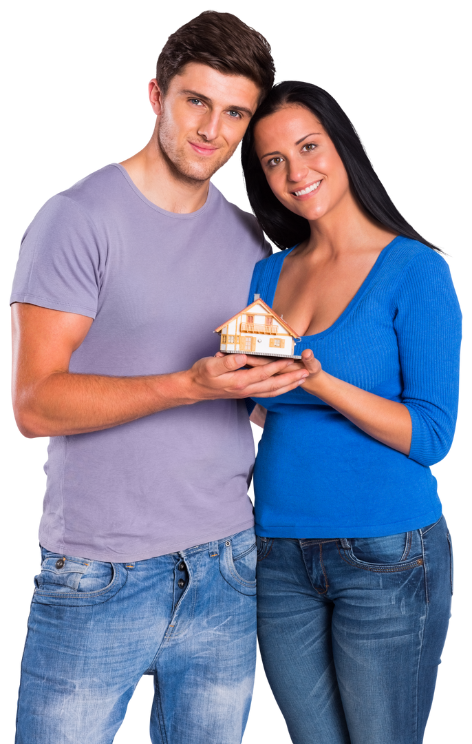 Transparent image of joyful couple holding miniature house model - Download Free Stock Images Pikwizard.com