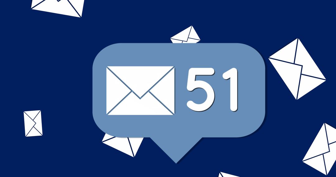 Unread Notification Bubble with Email Icons on Blue Background