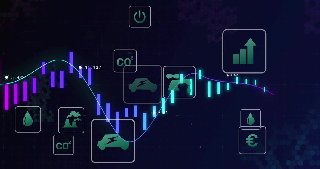 Futuristic Analytics Dashboard Interface with Data Icons
