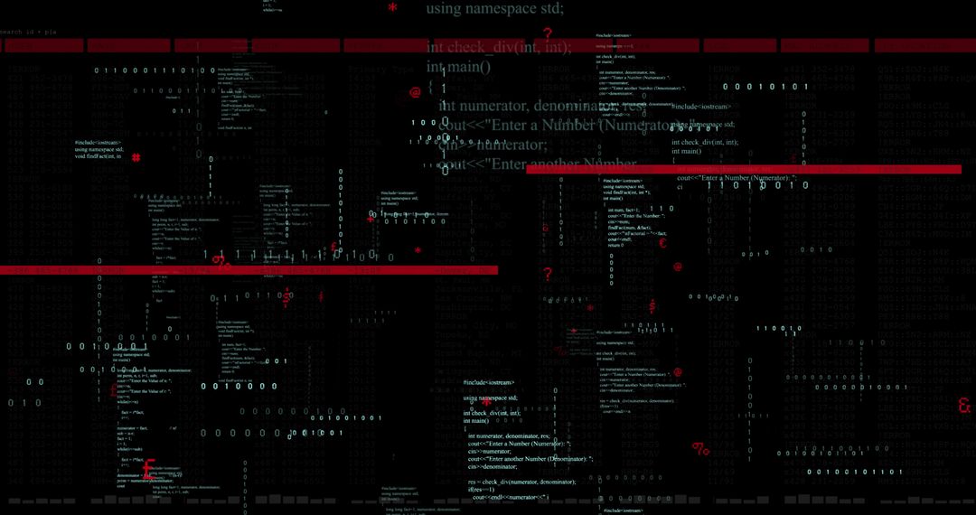 Abstract Digital Data Processing Interface on Black Background