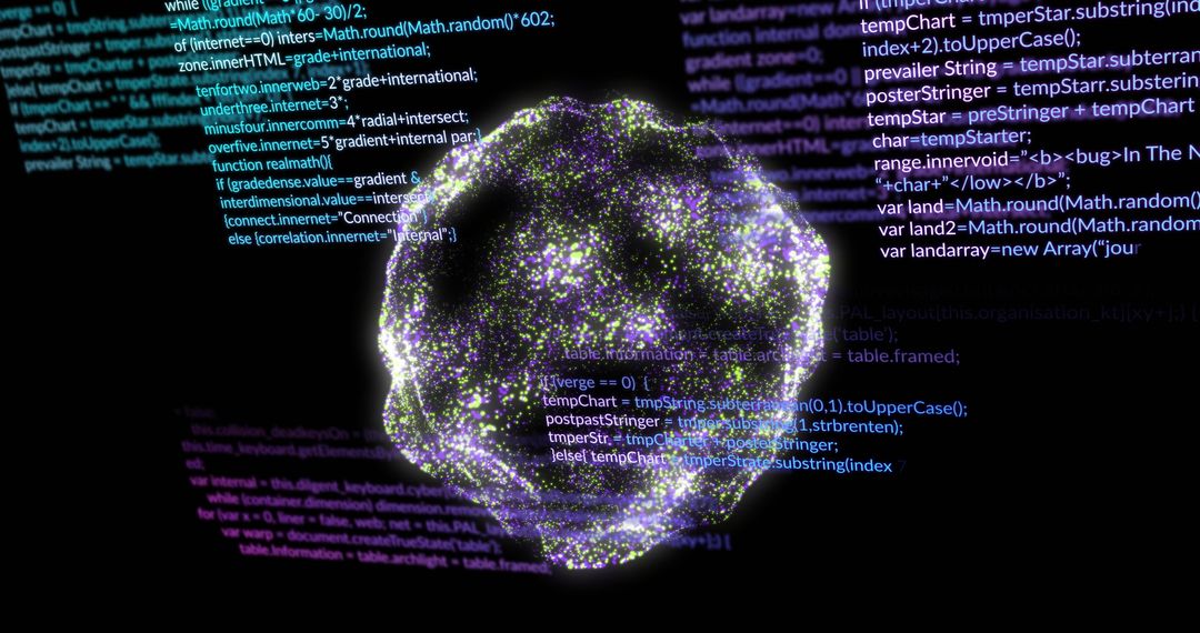 Abstract globe with digital data code quantum computing concept