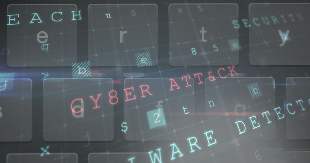 Abstract Cyber Attack Warning with Digital Keyboard Overlay