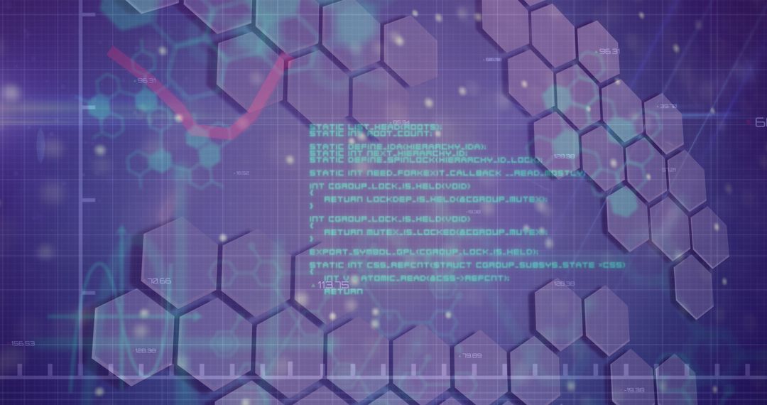 Digital Hexagon Interface with Code Overlay