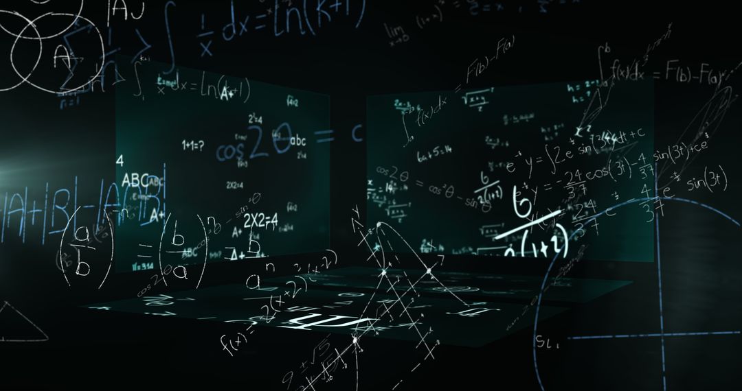 Digital Visualization of Complex Equations and Data Processing Concept