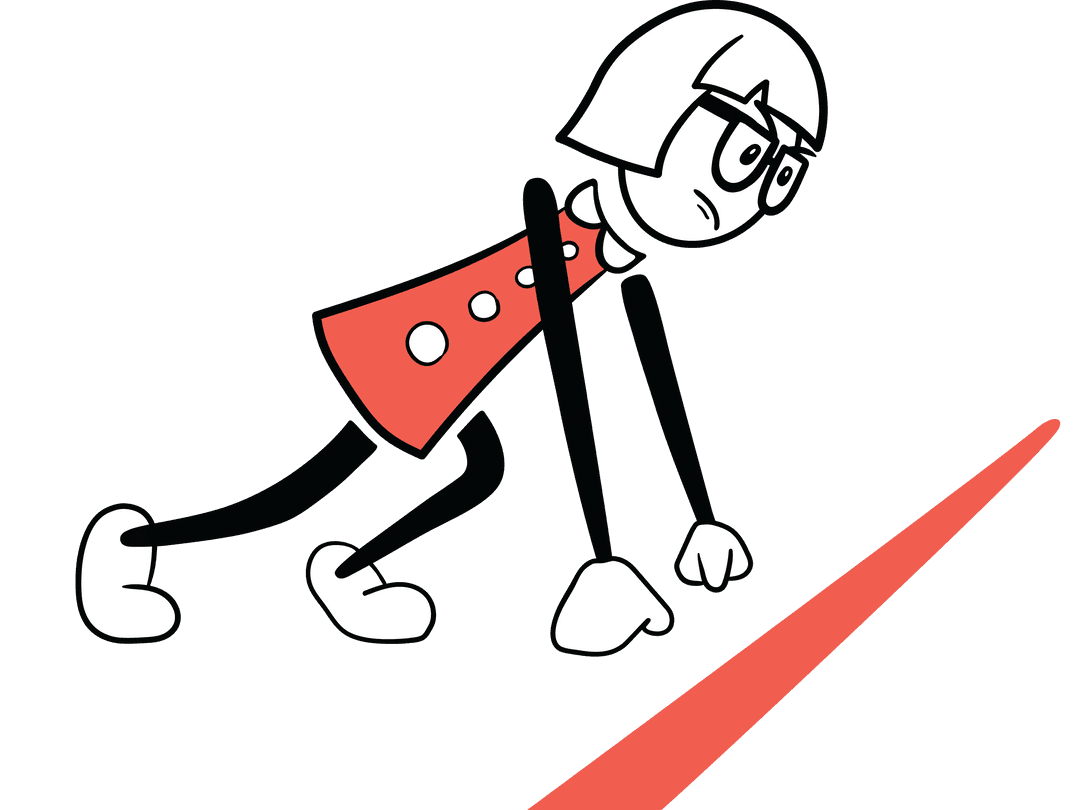 Animated Female Athlete at Starting Line on Transparent Background