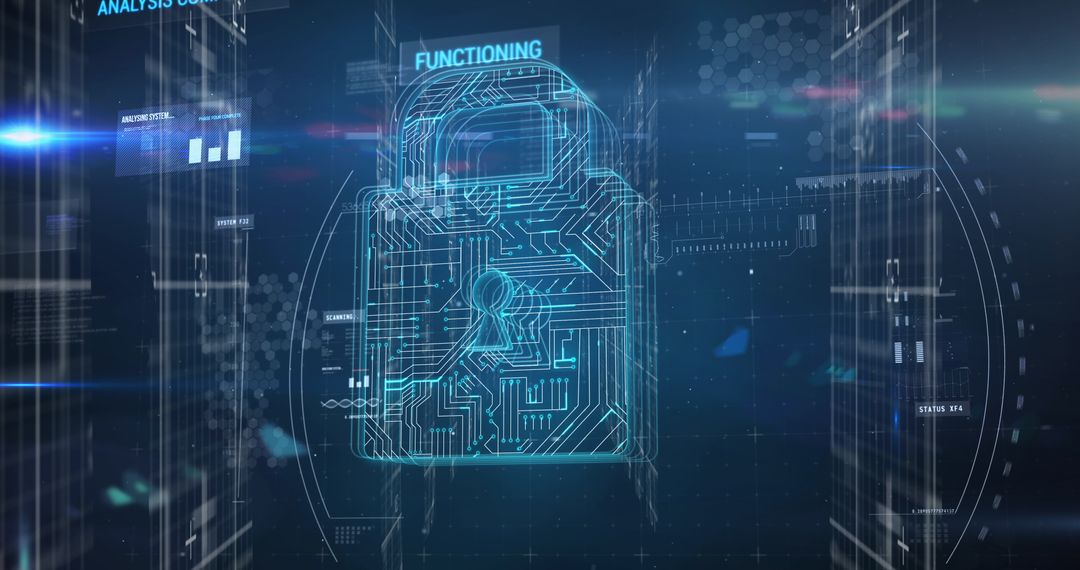 Digital Security Concept with Futuristic Padlock Interface