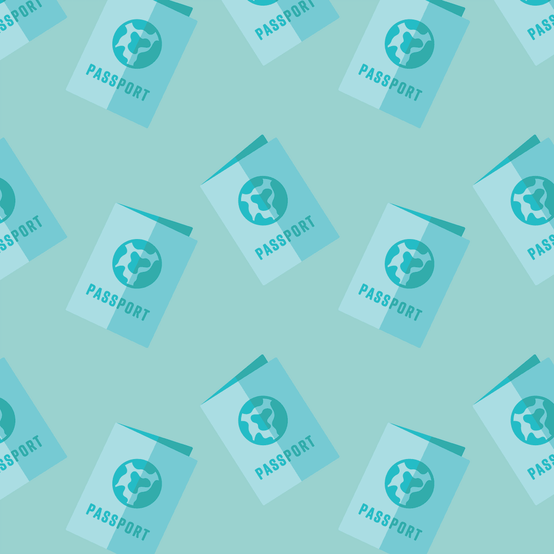 Blue Passports Pattern on Transparent Background for Travel Design