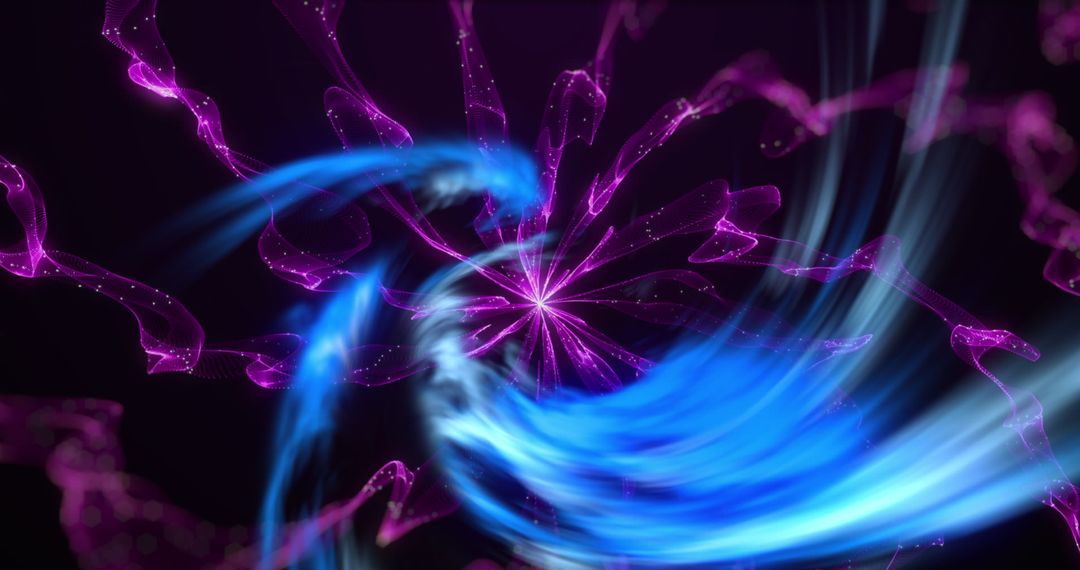 Abstract Swirling Blue and Purple Light on Dark Background