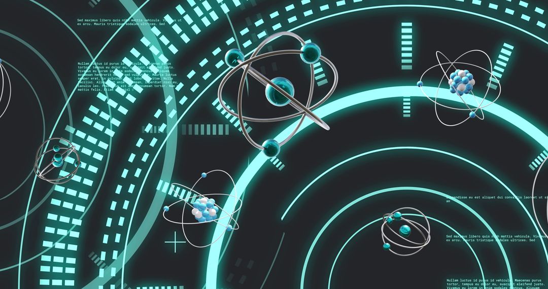 Futuristic Atom Models with Digital Light Trails