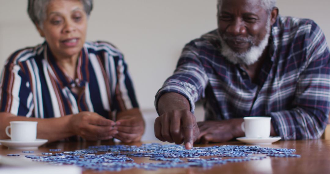 Senior Couple Enjoying Puzzle Time Together