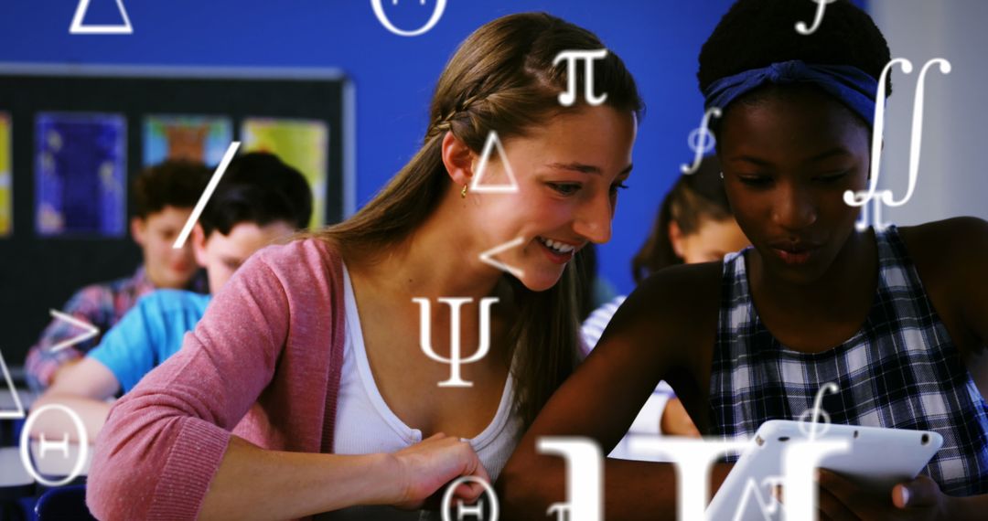 Students Engaging with Digital Tablet in Math and Science Class