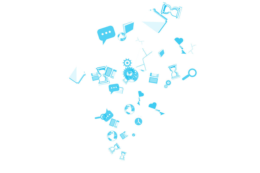 Digital Illustration of Social Media Icons on Transparent Background