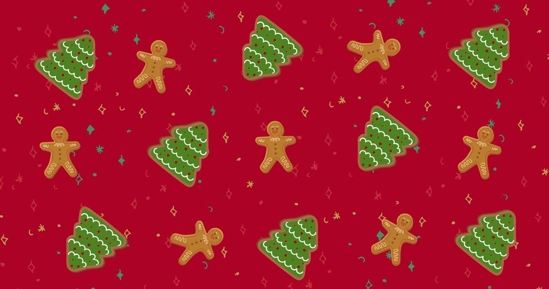 Christmas Trees and Gingerbread Men Festive Pattern - Free Images, Stock Photos and Pictures on Pikwizard.com