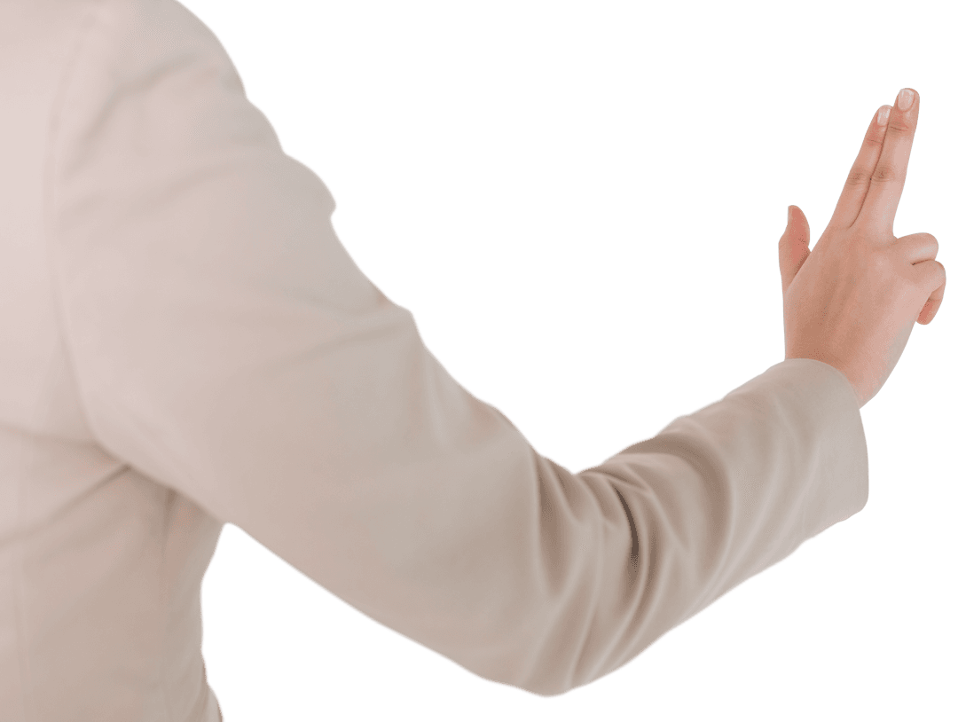 Transparent Background of Businesswoman's Hand Gesturing Towards Interface
