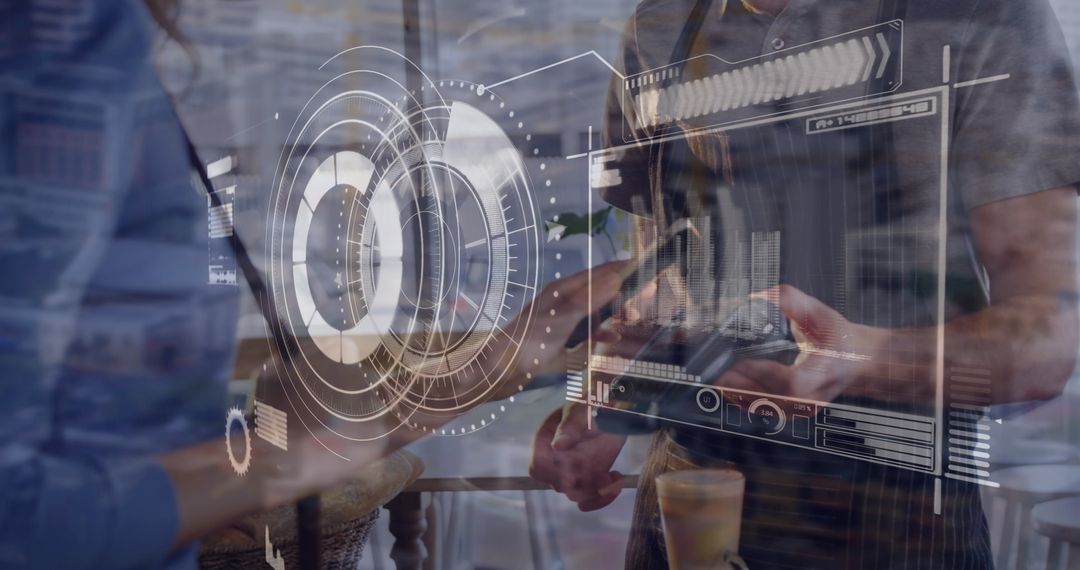 Customer Paying with Smartphone at Retail Checkout Digital Interface Overlay