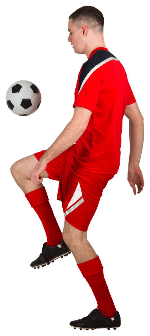Transparent Football Player Juggling Ball in Action Pose