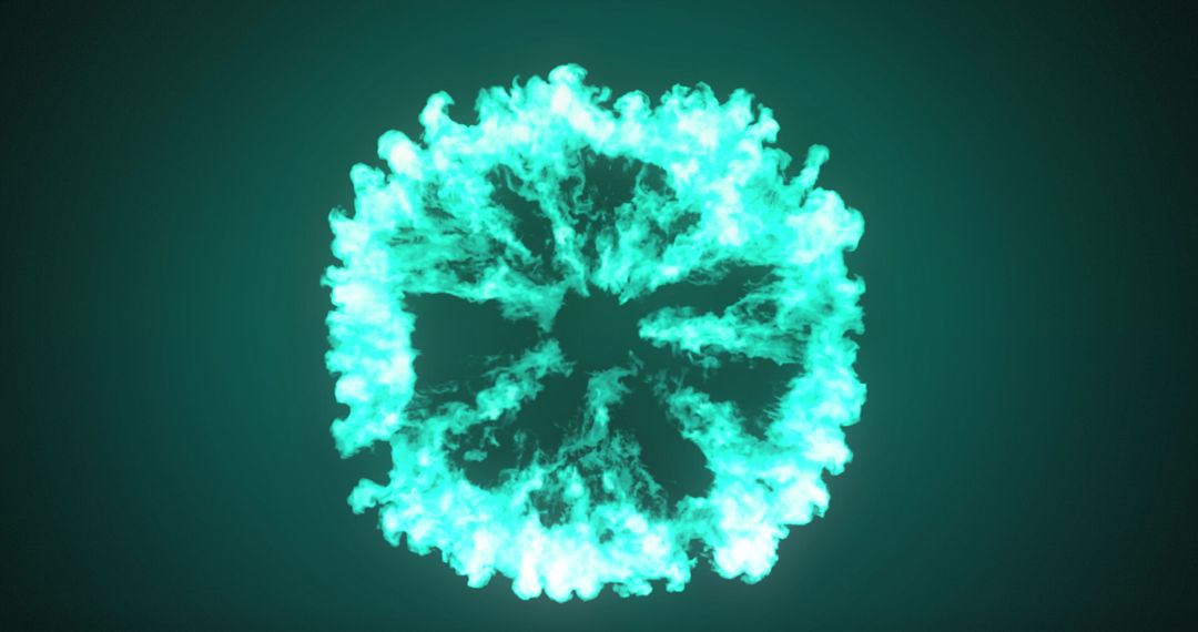 Vibrant Green Fiery Explosion on Dark Background