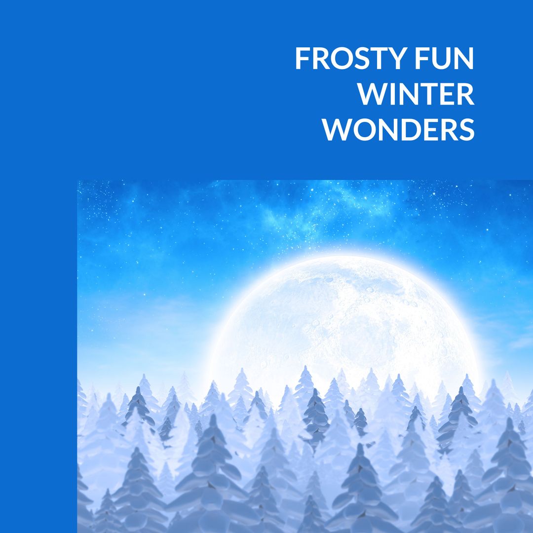 Frosty Winter Wonderland with Snowy Trees and Moon Glow - Download Free Stock Templates Pikwizard.com