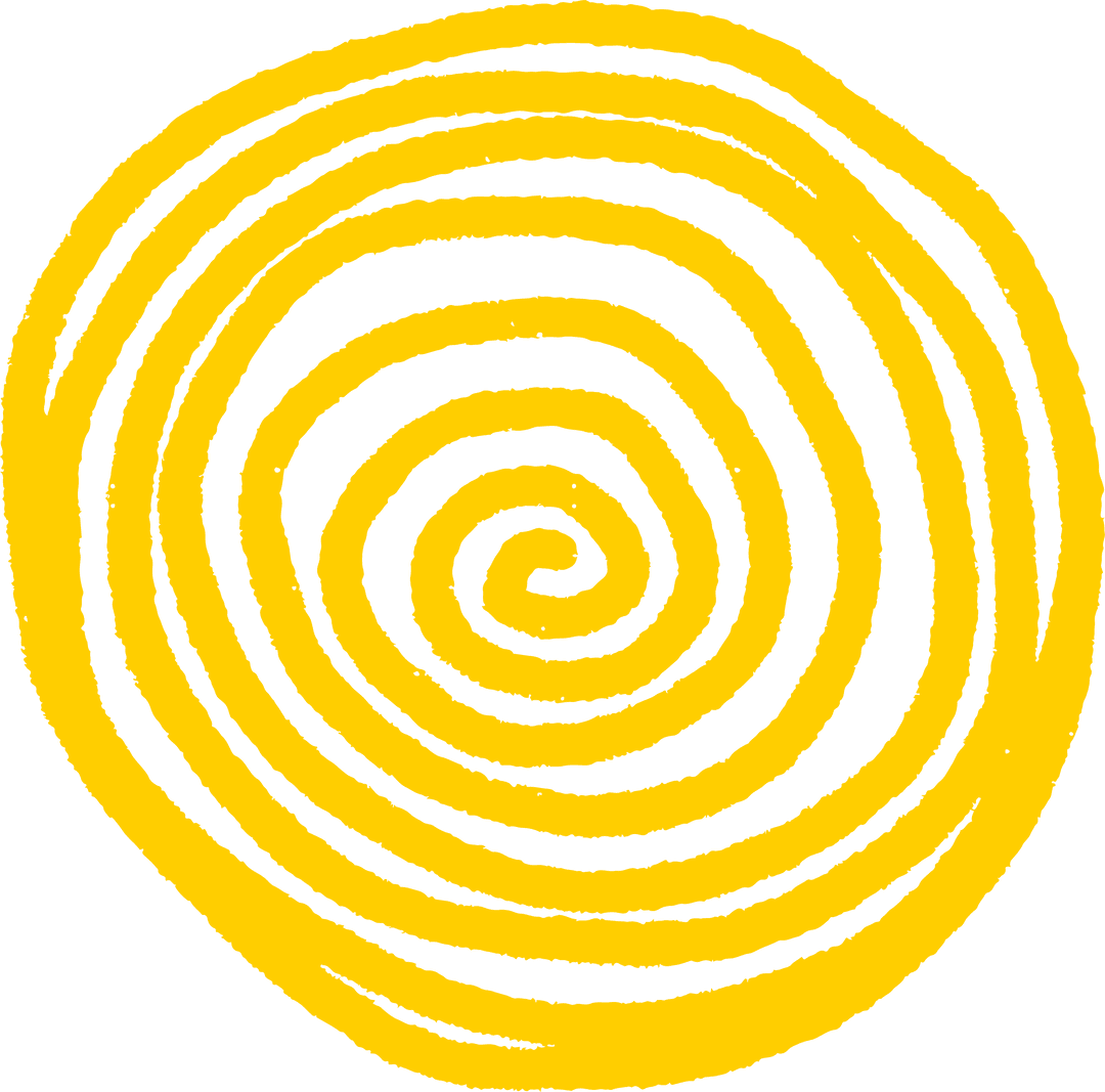 Yellow Hand-Drawn Spiral with Brushlike Texture on Transparent Background