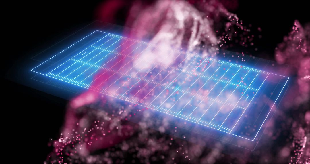 Futuristic Grid Hologram with Dynamic Light Trails