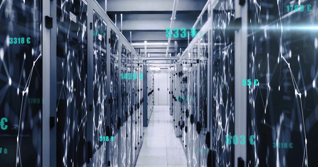 Ultra-Modern Datacenter with Overlapping Digital Icons