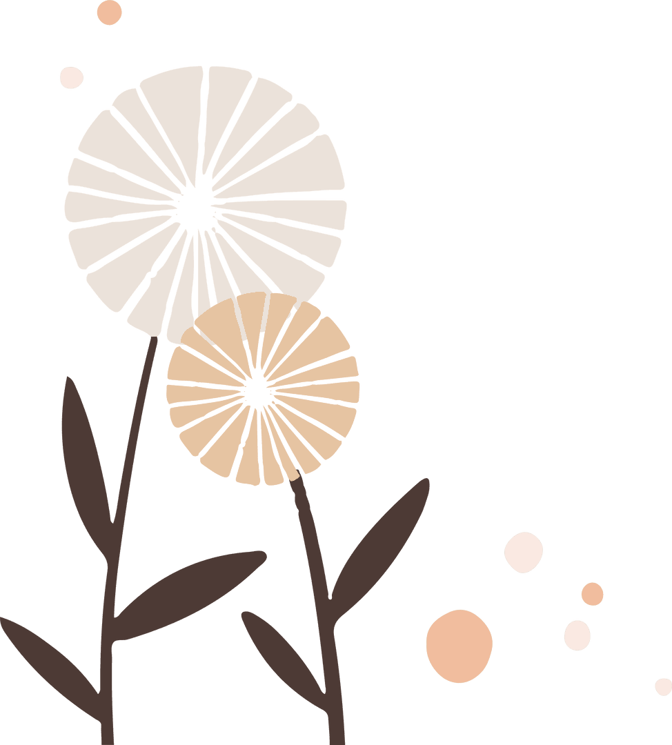 Decorative Floral Illustration with Transparent Background