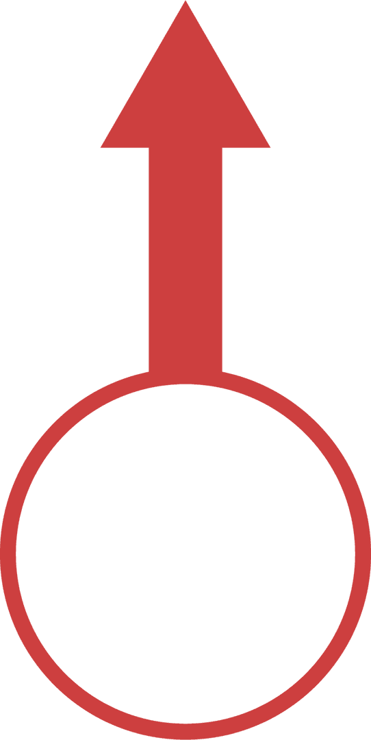 Red Arrow Icon with Circle on Transparent Background