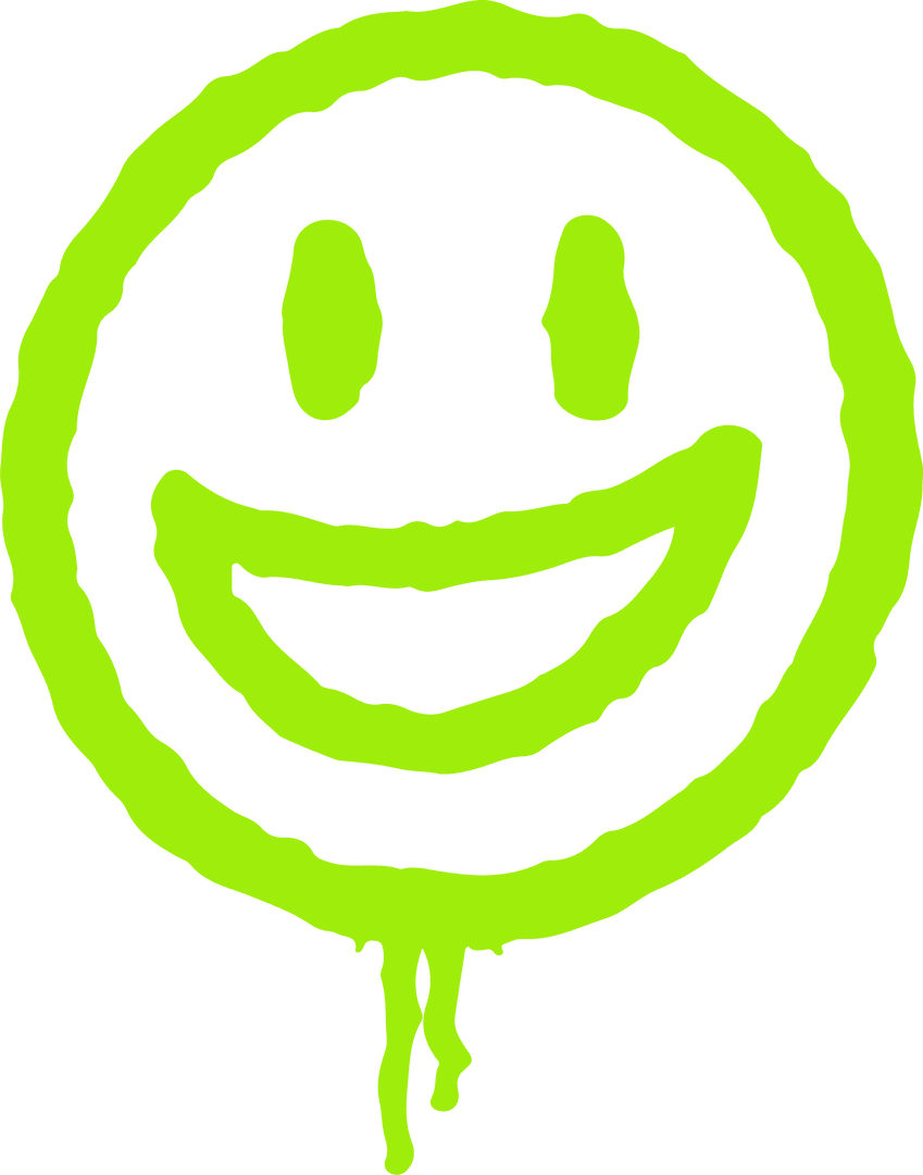 Bold Green Dripping Graffiti Smiley on Transparent Background