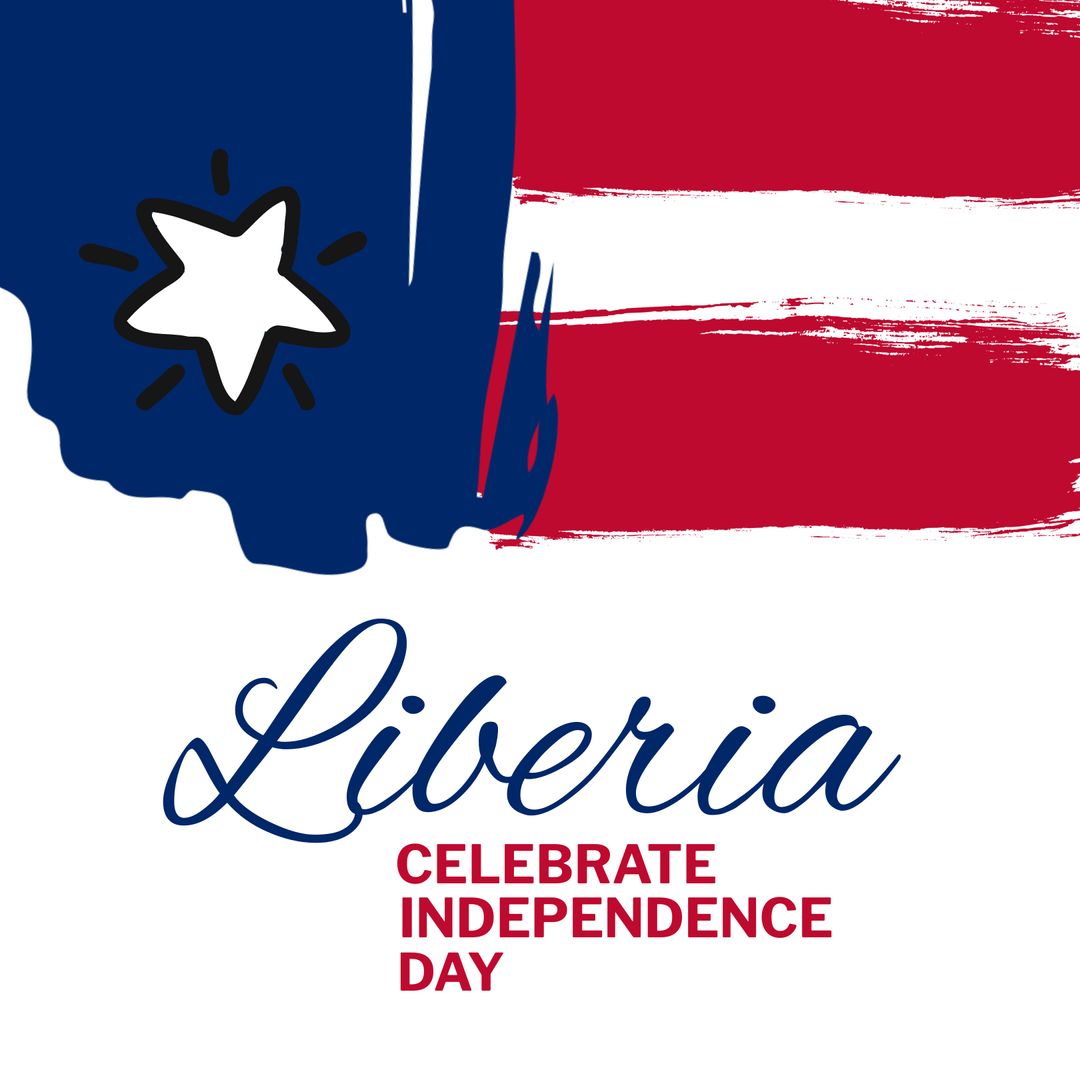 Liberia Celebrate Independence Day Text with Liberian Flag Graphic Design - Download Free Stock Templates Pikwizard.com