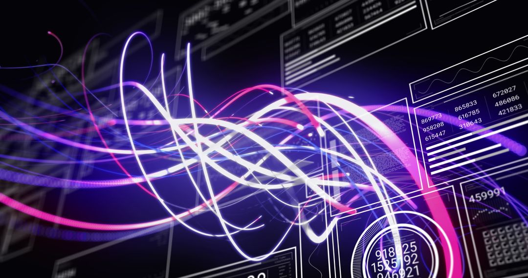 Futuristic Data Visualization with Digital Graphics and Numbers