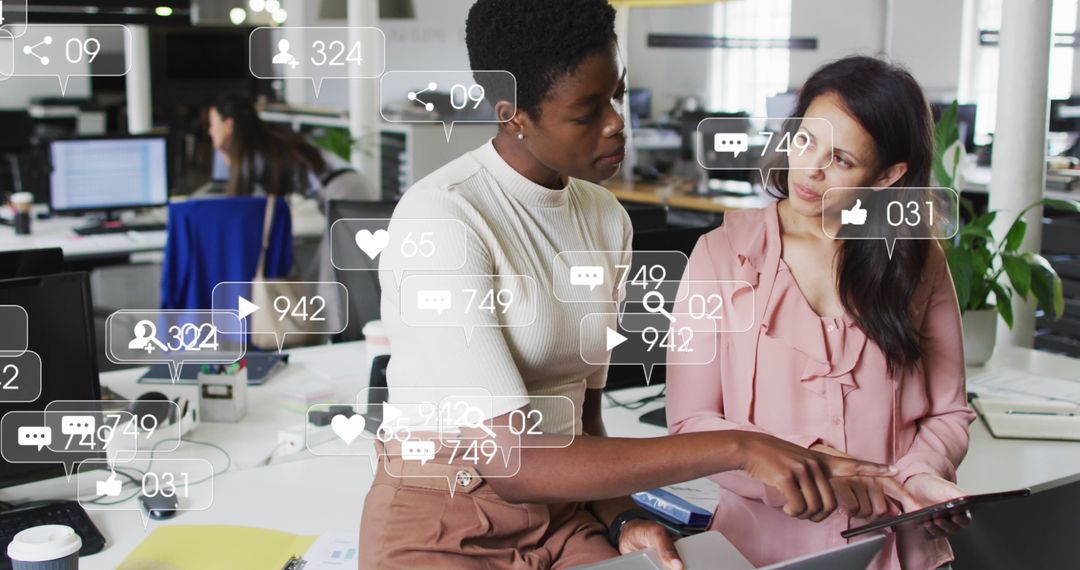 Diverse Professionals Engaging in Dynamic Social Media Conference