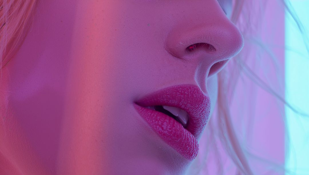 Vibrant Portrait with Magenta and Cyan Color Contrast
