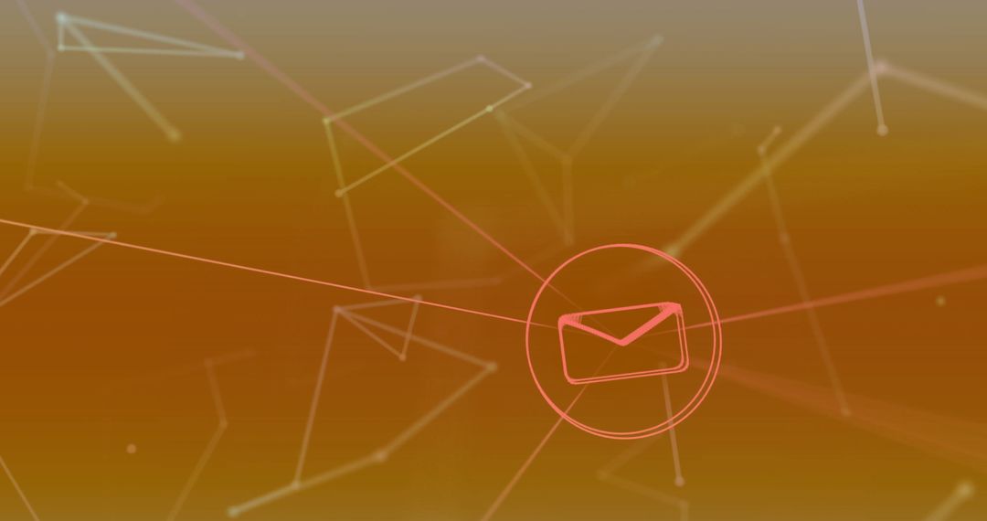 Abstract Orange Digital Communication Network with Envelope Icon