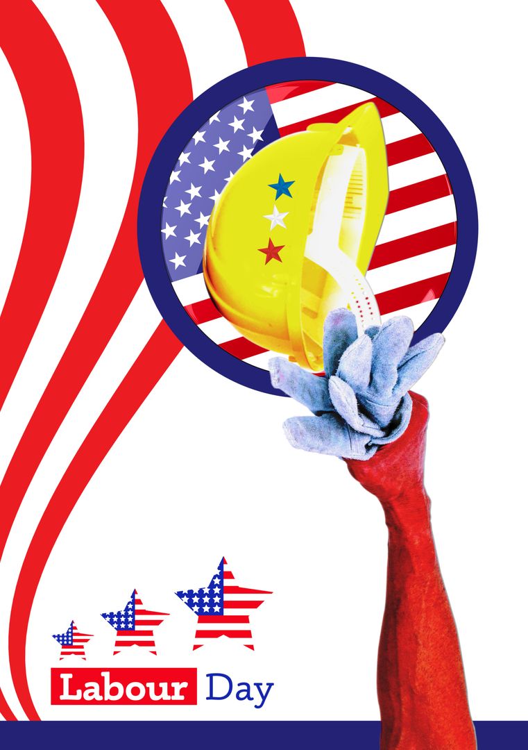 Patriotic Labor Day Celebration with Hard Hat and Glove