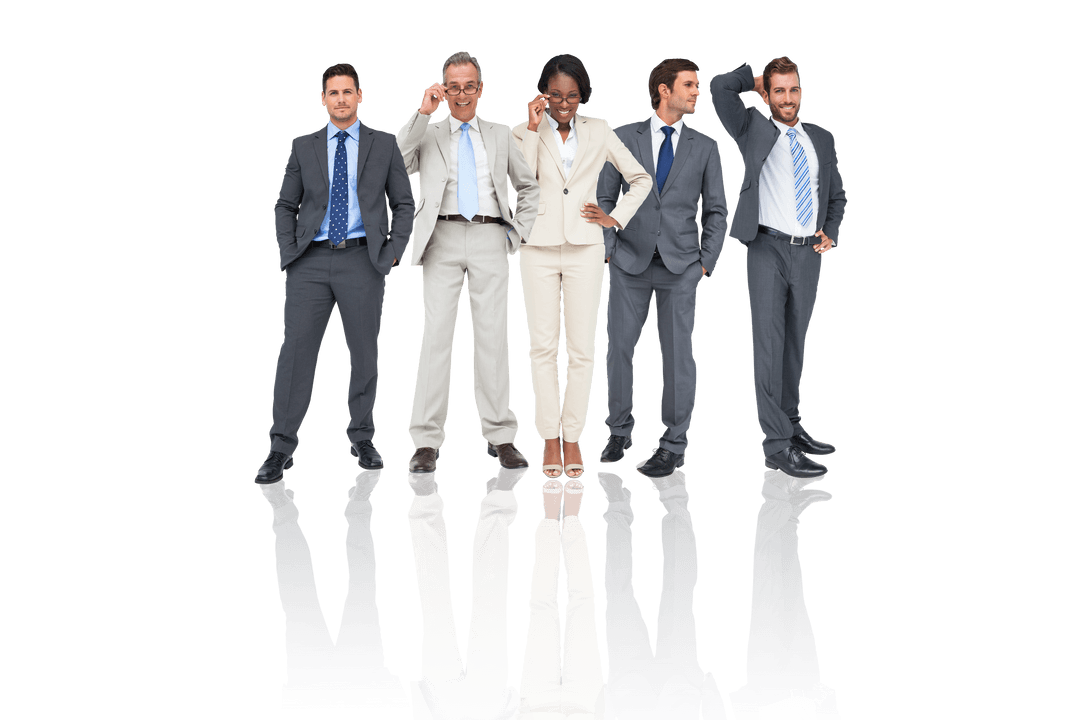 Diverse Business Team Posing on Transparent Background