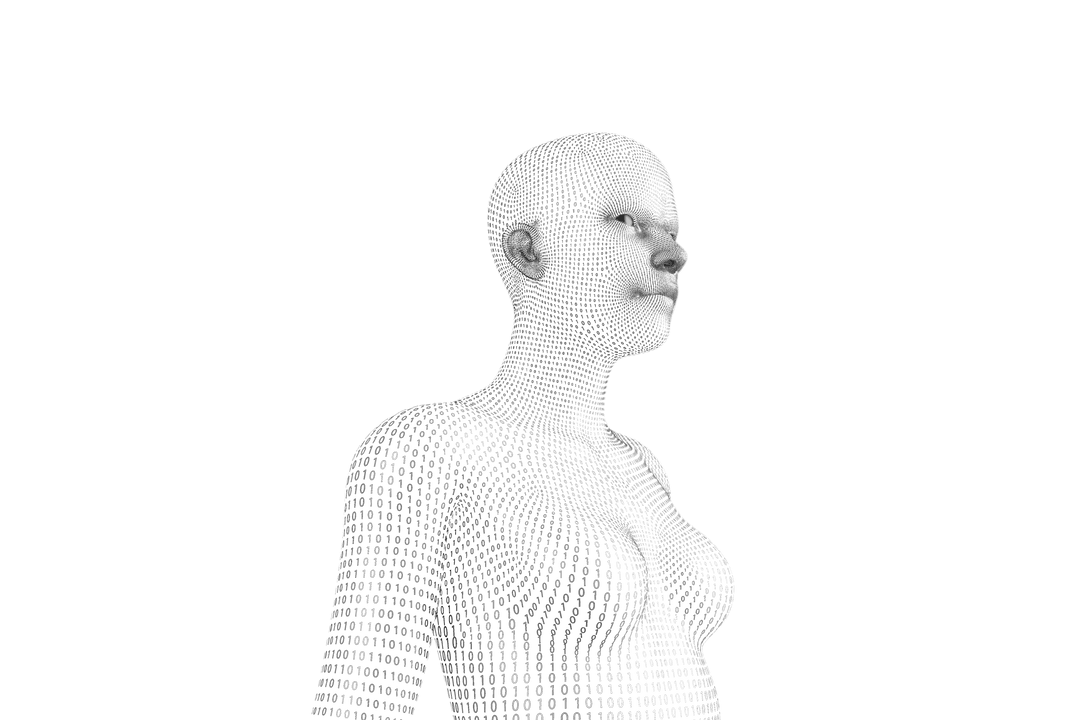 Transparent Futuristic 3D Female Figure in Digital Art