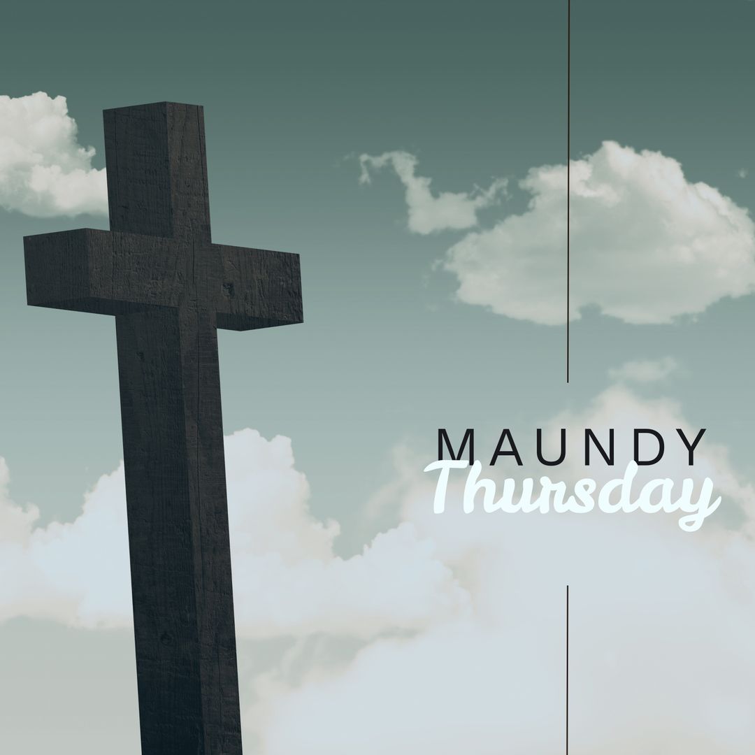 Maundy Thursday Wooden Cross with Cloudy Sky Background